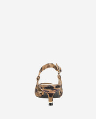 Martha Leopard Suede Cap Toe Slingback Kitten Heel Leopard Suede