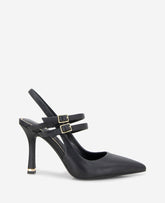 Raquel Leather Slingback Heel Black Leather