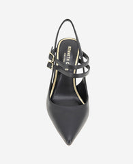 Raquel Leather Slingback Heel Black Leather