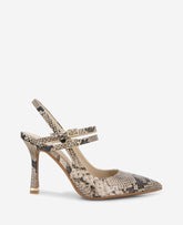 Raquel Snakeskin Leather Slingback Heel Taupe Snake