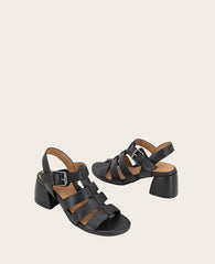 GENTLE SOULS - Margarite Leather Heel Sandal Black Leather