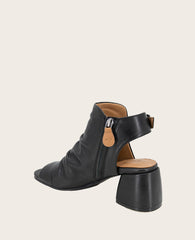 GENTLE SOULS - Marrion Leather Slingback Block Heel Sandal Black Leather