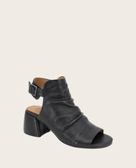 GENTLE SOULS - Marrion Leather Slingback Block Heel Sandal Black Leather