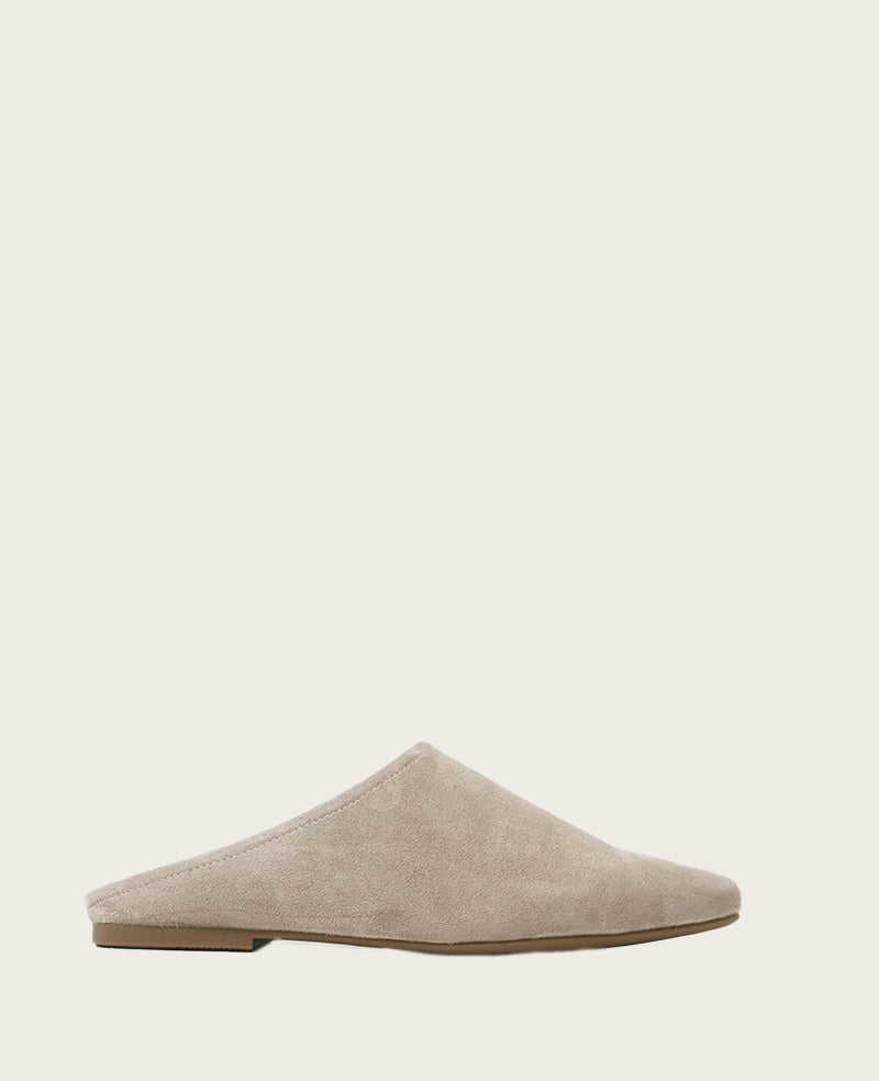 GENTLE SOULS - Wanda Suede Mule Flat Mushroom Suede