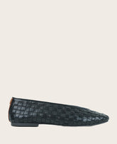 GENTLE SOULS - Willow Woven Leather Flat Black Leather