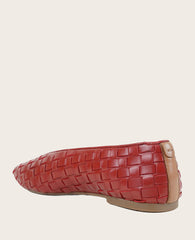 GENTLE SOULS - Willow Woven Leather Flat Burnt Red Leather