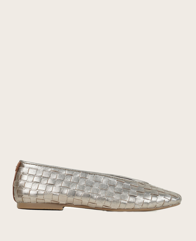 GENTLE SOULS - Willow Woven Leather Flat Gravel Leather