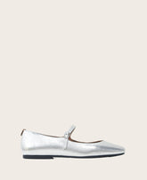 GENTLE SOULS - Wynona Metallic Mary Jane Ballet Flat Silver Leather
