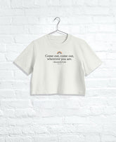 Women's COME OUT Cropped Tee Faded Bone