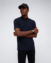 Contrast Placket Button Polo Black