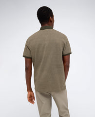Contrast Placket Button Polo Green