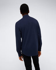 Long Sleeve Button Down Stretch Shirt with Pocket Navy