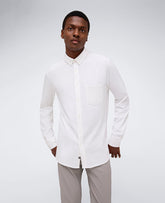 Long Sleeve Button Down Stretch Shirt with Pocket White