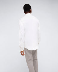 Long Sleeve Button Down Stretch Shirt with Pocket White