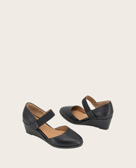 GENTLE SOULS - Oriana Leather Wedge Black Leather