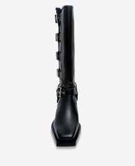Emmett Leather Buckle Boot Black Leather