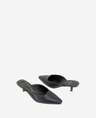 Margo Leather Kitten Heel Mule Black Leather