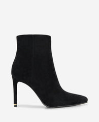 Quincy Suede Heel Ankle Bootie Black Suede