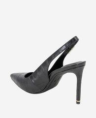 Quinnly Leather Croco Slingback Heel Black Croco