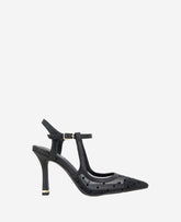 Romi Mesh Ankle Slingback Heel Black/Black Mesh