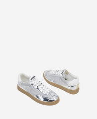 Sam Metallic Leather Mesh Sneaker Silver Mesh