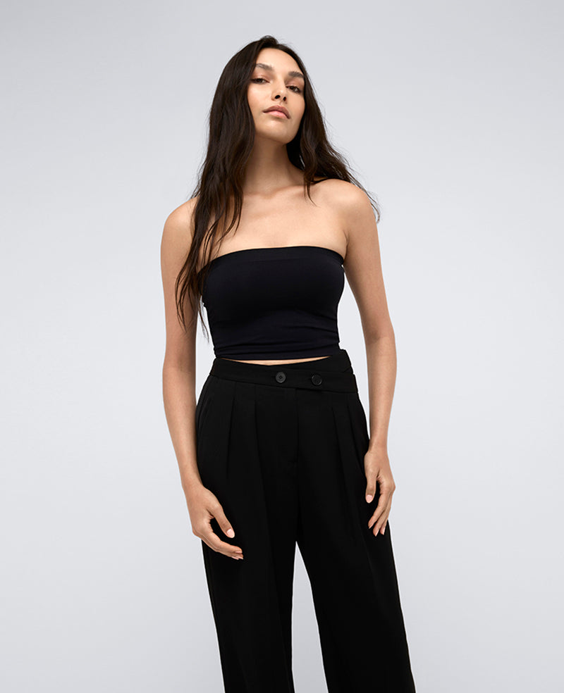 Seamless Cropped Tube Top Black