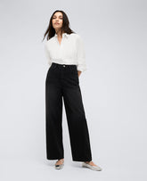 High Rise Barrel Leg Denim Jean Nik Wash