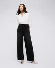 High Rise Barrel Leg Denim Jean Nik Wash
