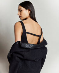 Open Back Strap Shift Dress Black