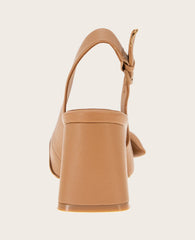 GENTLE SOULS - Diana Leather Bow Slingback Heel Camel Leather