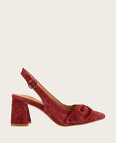 GENTLE SOULS - Diana Suede Bow Slingback Heel Burnt Red Suede