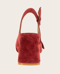 GENTLE SOULS - Diana Suede Bow Slingback Heel Burnt Red Suede