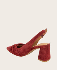 GENTLE SOULS - Diana Suede Bow Slingback Heel Burnt Red Suede