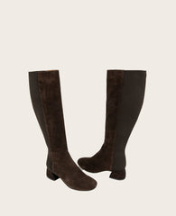 GENTLE SOULS - Emily Tall Suede Elastic Boot Chocolate Suede