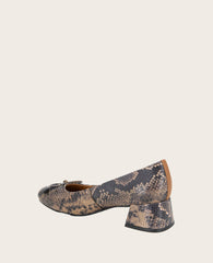 GENTLE SOULS - Lancine Snakeskin Leather Bow Heel Brown Snake Leather