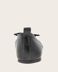 GENTLE SOULS - Marilyn Leather Pleated Ballet Flat Black Leather