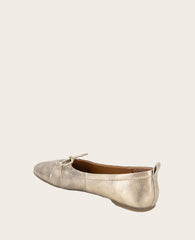 GENTLE SOULS - Marilyn Leather Pleated Ballet Flat Gravel Leather