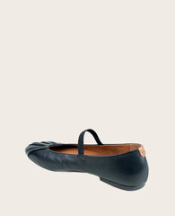 GENTLE SOULS - Walden Leather Pleated Toe Mary Jane Flat Black Leather