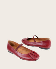GENTLE SOULS - Walden Leather Pleated Toe Mary Jane Flat Rio Red Leather