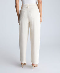 High Rise Barrel Leg Denim Jean Ecru Wash