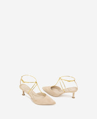 Umi T-Strap Suede Heel Buff Suede