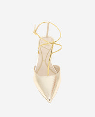 Umi T-Strap Metallic Heel Gold Snake