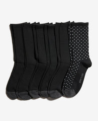 Tiny Dot Crew Socks 6-Pack Black