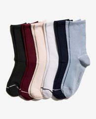 Fine Rib-Diamond Texture Crew Socks 6-Paco Xenon Blue