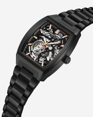 Skeleton Curved Automatic Bracelet Watch Black