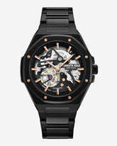 Skeleton Octagonal Automatic Bracelet Watch Black