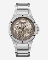 Skeleton Automatic Tinged Glass Bracelet Watch Silver