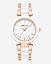 Two-Tone Classic Ceramic Bracelet Watch White / Rose Gold