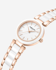 Two-Tone Classic Ceramic Bracelet Watch White / Rose Gold