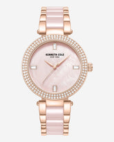 Two-Tone Classic Ceramic Pearl Bracelet Watch Pink / Rose Gold